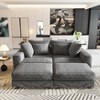 EHMKNP Plush Corduroy 4-Seat Sofa,Modern Comfy Upholstered Sofa Cloud Couch,Deep Seat Couches with Soft Pillows and 2 Ottomans - 3 of 4