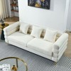 Resenkos 81" 3-Seater Sectional Couch, Plush Teddy Fabric with Deep Seating and 3 Included Accent Pillows, - 2 of 4