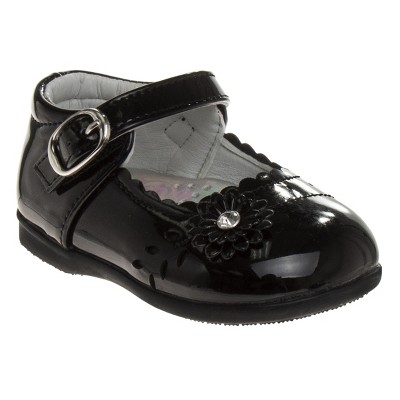 Josmo Baby Girls' Mary Jane Flats with Flower Detail: Non-Slip Sole Wedding Flower Girls' Shoes (Infants/Toddler Sizes)