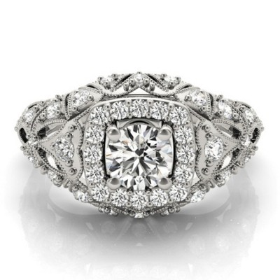 Pompeii3 1 Ct Diamond Vintage Engagement Ring Lab Created in 14k White Yellow or Rose Gold