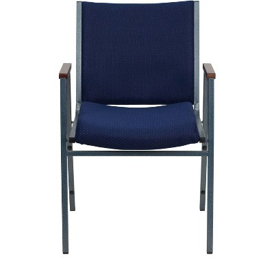 Aliya Heavy Duty Blue Fabric and Steel Stacking Chair with Arms