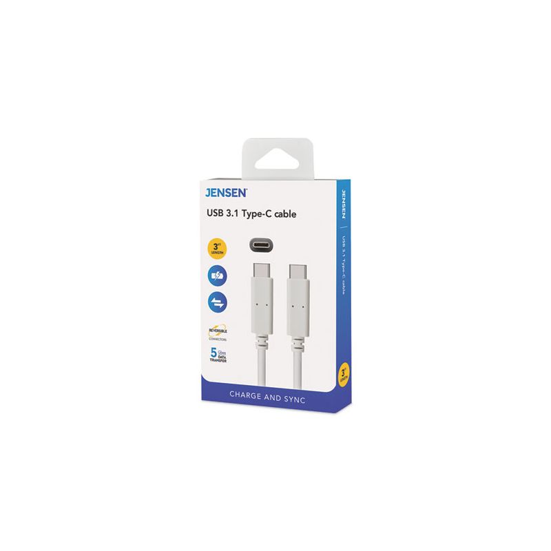 JENSEN USB-C 3.1 Type-C, 5 Gbps, 3 ft, White, 2 of 5