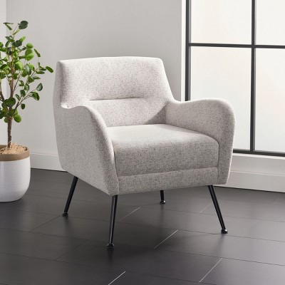Tilbrook Mid-Century Light Grey Plush Armchair with Black Legs