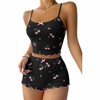 Clotth Women Print Ribbed PJ Set Crop Cami Tops and Shorts Cute Pajamas Set Cami Sleepwear Lingerie Set - 2 of 4