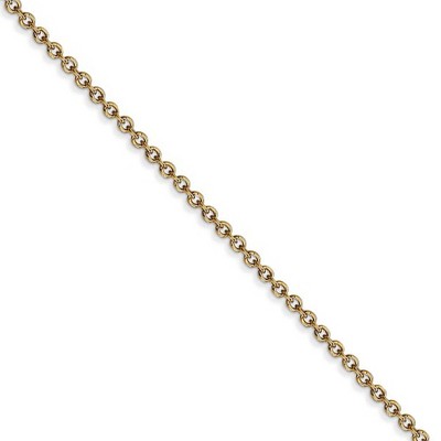 Black Bow Jewelry 1.6mm, 14k Yellow Gold Solid Link Cable Chain Necklace