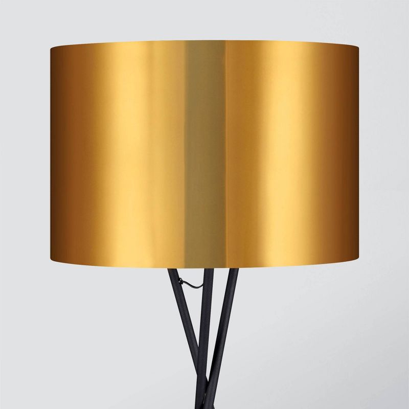 62.25&#34; Kona Mid-Century Modern Tripod Floor Lamp with Drum Shade Gold/Black - Teamson Home, 5 of 6