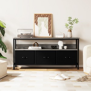 Modern TV Stand for TVs up to 55", TV Stand Dresser with 3 Fabric Drawer, Entertainment Center with Open Shelf - 1 of 4