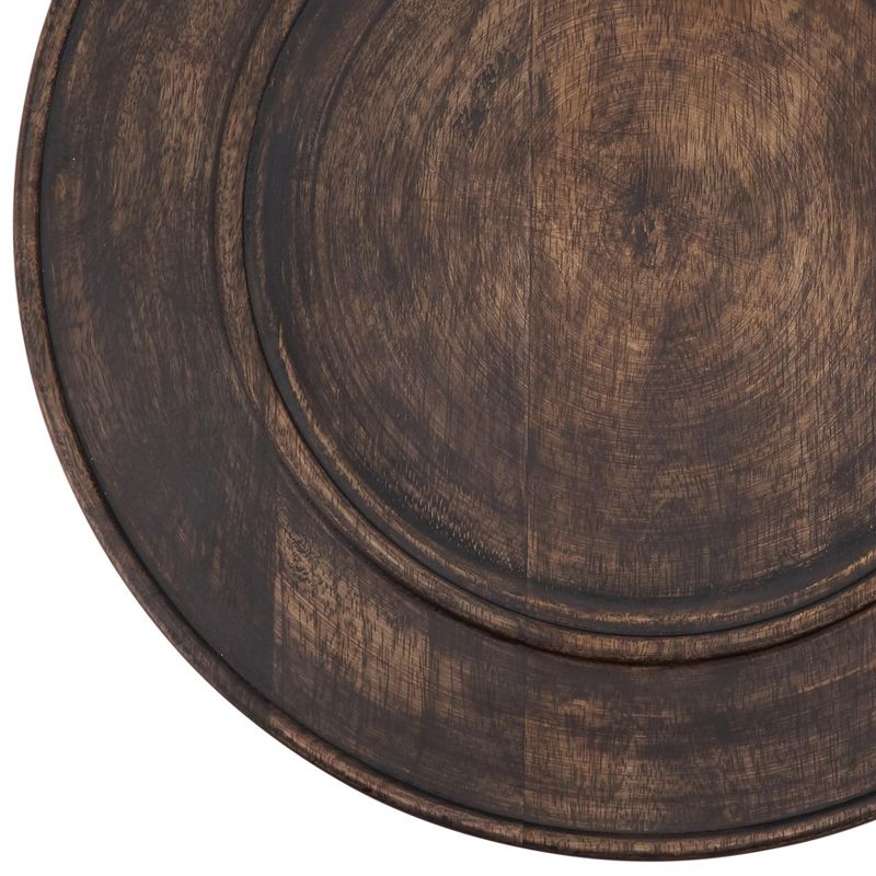 Saro Lifestyle Wooden Charger, 13" Ø Round, Brown (Set of 4), 4 of 5