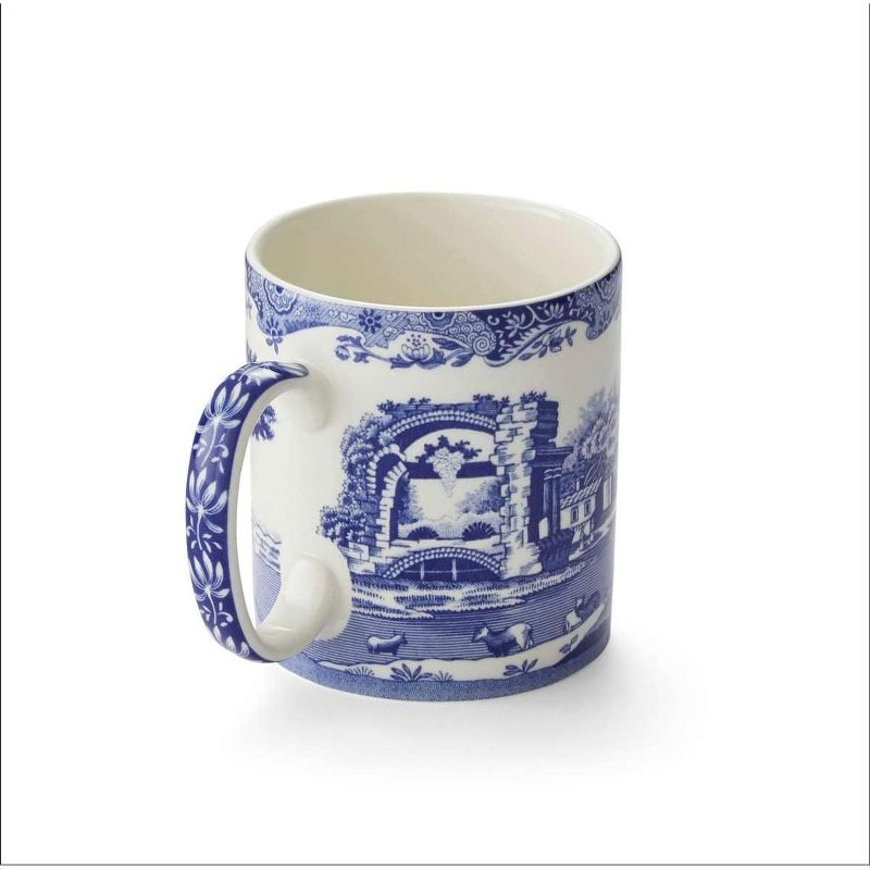 Spode Blue Italian Collection 9 Oz Mugs, Set of 4 Cups for Tea, Warm Beverages, and Coffee, Fine Porcelain, Blue/White, 3 of 9