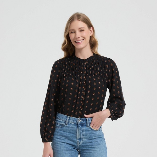 Camisa de botones de manga larga con mangas abullonadas para mujer - Universal Thread™ 3