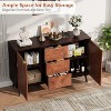 Sideboard Buffet Cabinet with Storage, Farmhouse Kitchen Wooden Cabinet, Gorgeous Burl Texture, Coffee Bar for Living Room - 4 of 4