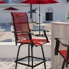 Flash Furniture Valerie Patio Bar Height Stools Set of 2, All-Weather Textilene Swivel Patio Stools and Deck Chairs with High Back & Armrests - 4 of 4