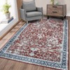 Living Room Rugs 8x10 Machine Washable Vintage Printed Area Rugs, Foldable Oriental Accent Carpet with Non-Slip Backing Stain-Resistant Carpet - 3 of 4