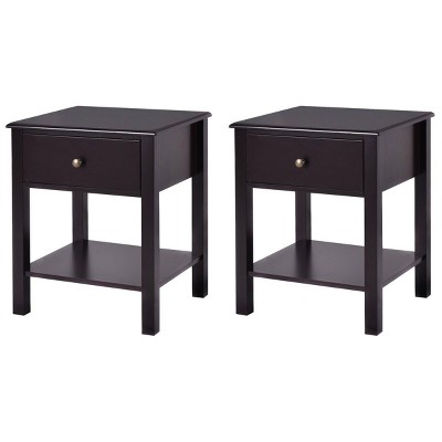 Tangkula 2pc End Table Nightstand W/drawer & Shelf Bedroom Living Room ...