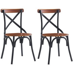 Nordlys Set of 2 Metal and Gray Wood Dining Chairs Industrial Style Dining Room - 1 of 4
