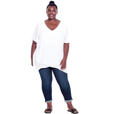 Avenue Women's Plus Size Denim Girlfriend Stretch Jean