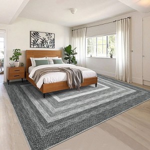 8x10 Large Machine Washable Rug Modern Bordered Living Room Rug Soft Ultra-Thin Braided Print Rug Non Slip Non Shedding Stain Resistant Indoor Carpet - 1 of 4