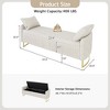 Velvet Upholstered Storage Ottoman, Storage Bench with 2 Pillows, Ruched and Button Tufted Design - ModernLuxe - 3 of 4