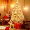 Costway 6Ft Hinged Unlit Artificial Silver Tinsel Christmas Tree Holiday w/Metal Stand - 3 of 4