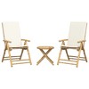 vidaXL 3 Piece Folding Bistro Set with Cream White Cushions Bamboo - 4 of 4