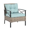 Sapphtopaz Outdoor Patio Furniture Set Wicker Woven Patio Conversation Chairs with Cushions and Glass Coffee Table for Backyard, Garden, Terrace - 4 of 4