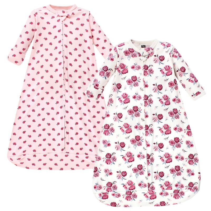 Hudson Baby Infant Girl Cotton Long-Sleeve Wearable Sleeping Bag, Sack, Blanket, Roses, 1 of 6
