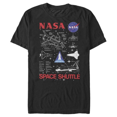 Men s NASA Space Shuttle Schematic Details T Shirt Black Medium