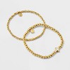 Tiny Tags 14K Gold Ion Plated with Mother of Pearl Inlay Cross Beaded Stretch Bracelet Set - Gold - 3 of 4