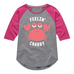 Girls' - Instant Message - Feelin Crabby Shirt Tail Raglan Graphic T-shirt - 1 of 4