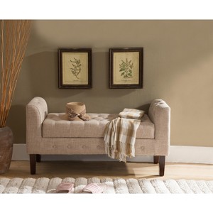 Kings Brand Furniture Marceille Upholstered Storage Bench Ottoman, Light Brown - 1 of 3