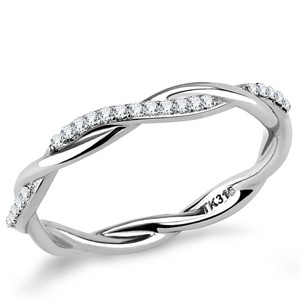 Slickblue Polished Stainless Steel Eternity Band with Clear CZ - Stackable Oriental Design, Women's Ring, Size 5-10 - 1 of 4