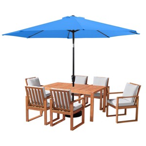 Alaterre Furniture 8pc Outdoor Patio Dining Set, Weston Table with 10' Auto Tilt Umbrella - 1 of 4