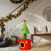 Angel Sar 30in Christmas Cat Tree with Scratching Post and House, Sisal Post and Hanging Balls, Red and Green Kitten Tower for Indoor Cats - 3 of 4