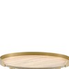 22" Mithea Accent Table Oak Top, Gold Metal Base - Acme Furniture: Round, Cross Bar Design, No Tools Assembly - 4 of 4