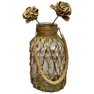 Slickblue Hand-Woven Hanging Glass Vase Clear with Natural Rope for Flowers or Decorative Fillers - Large/Medium/Small - 1 of 4