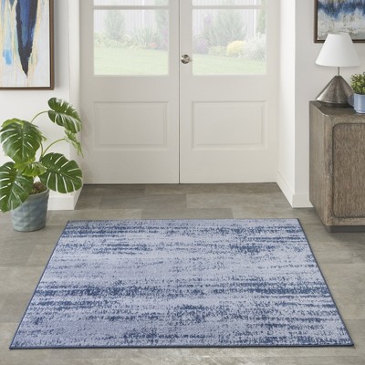 Essentials Denim Blue Abstract Indoor/Outdoor Square Rug