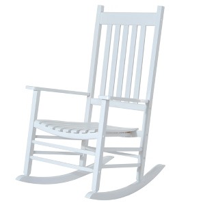Wooden Outdoor Rocking Chair with Armrests, High Back for Garden, Patio, Balcony, Porch - 1 of 4
