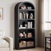 Coolmee Wooden Bookcase with Doors, 71.65 inch Tall Arched Bookshelf, Farmhouse Cabinet with Shelves for Home Office, Living Room - 4 of 4