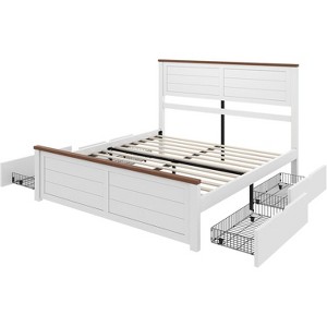 AMERLIFE Bed Frame with Headboard, Platform Beds with 4 Storage Drawers - 1 of 4