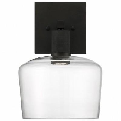 Modern Matte Black 12" LED Wall Sconce with Clear Globe