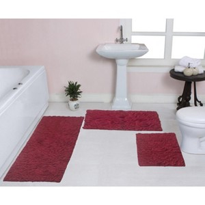 Bell Flower Collection Cotton Floral Pattern Tufted Bath Rug Set Pack of 3 - Home Weavers - 1 of 4