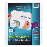 Avery Print & Apply Clear Label Dividers w/White Tabs 5-Tab 11 1/4 x 9 1/4 5 Sets 11440
