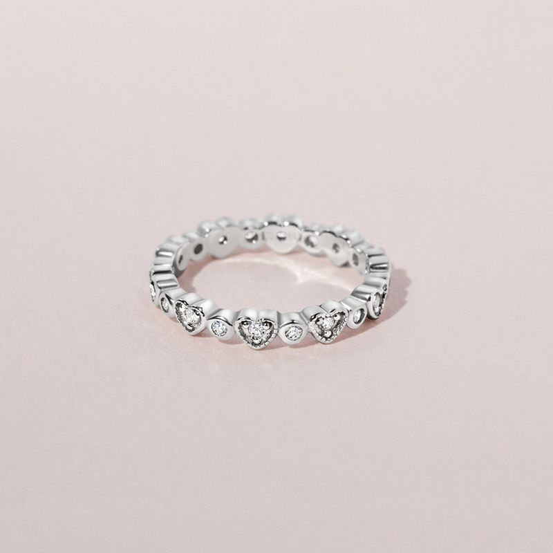 Girl's CZ Heart Band Sterling Silver Ring - In Season Jewelry, 5 of 7