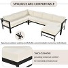 115.7" Modern Modular Outdoor U-Shaped Aluminum Patio Sectional Sofa with Water-Repellent Cushions, Black Frame Gray Seats for Garden -3irtyhousy - 3 of 4