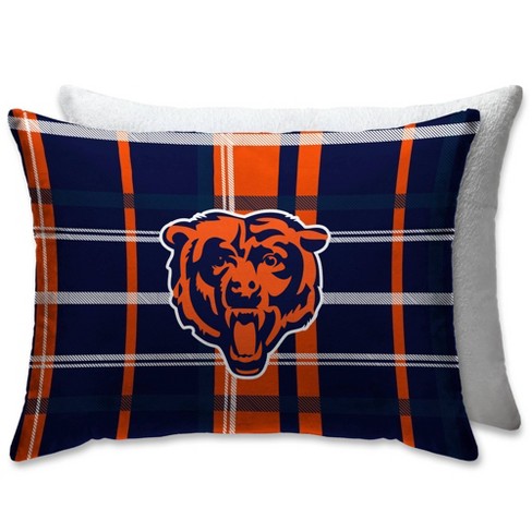 Nfl Chicago Bears Plush Plaid Bed Pillow With Sherpa Back Target