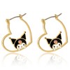 Sanrio Hello Kitty Brass Flash Yellow Gold Plated Kuromi Heart Hoop Earrings - 3 of 3