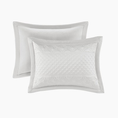 Neoclassical Gray Matte Satin Queen Quilt Set with Engineered Embroidery