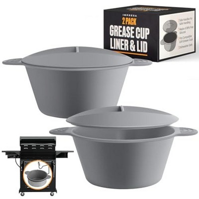 [2 Pack] Silicone Liner for Kenmore Grill & CharBroil Grease Cup - Reusable Liner & Lid for Grill Grease Cup Replacement
