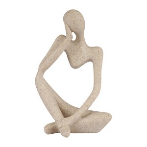 Aoibox Thinker Style Abstract Sculpture Statue, Sandstone Resin Collectible Figurine for Home, Office, Bookshelf Decor (Small Sandstone, Left) - 1 of 4