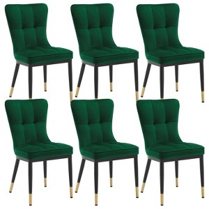 Bekrvio Modern High Back Dining Chairs Set of 2/4/6,Velvet Waffle Upholstered Armless Accent Side Chairs with Metal Legs for Dining/Living Room - 1 of 4